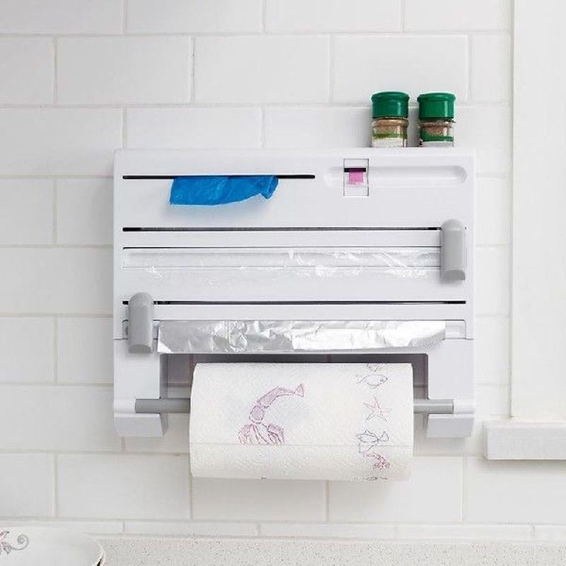 6 in 1 Kitchen Towel Paper Holder Aluminum Film Cutter