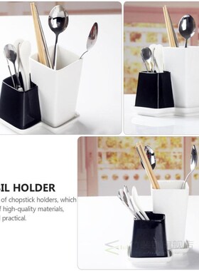 1 Set Ceramic Utensil Caddy Multi-functional Drain Chopstick