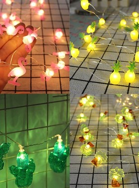 Flamingo Pineapple String LED Lights Tropical Hawaiian