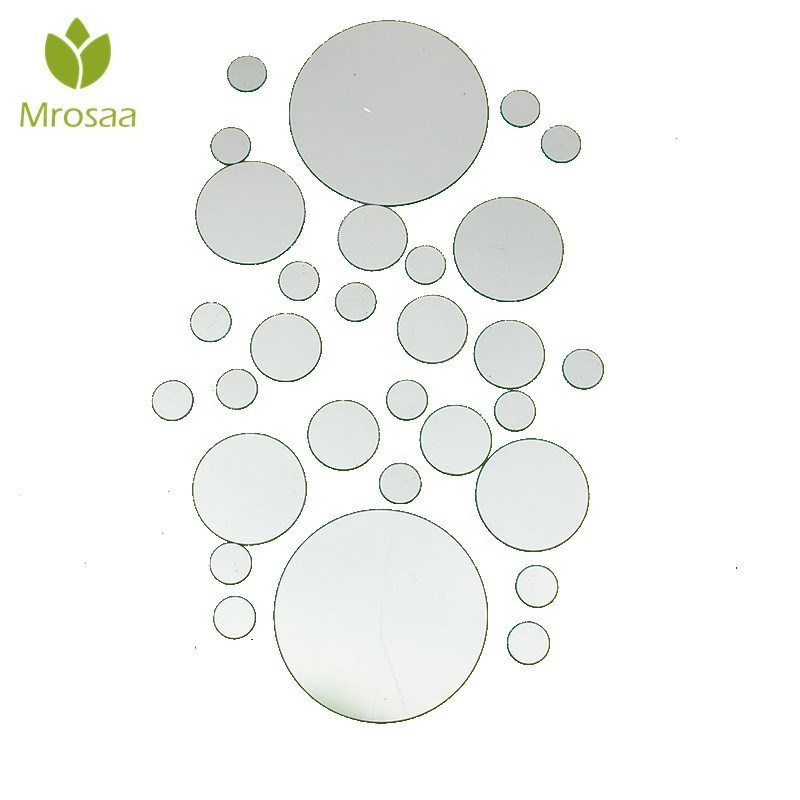 *28Pcs 3D Bathroom Mirrors DIY Circle Mirror Wall er Round D
