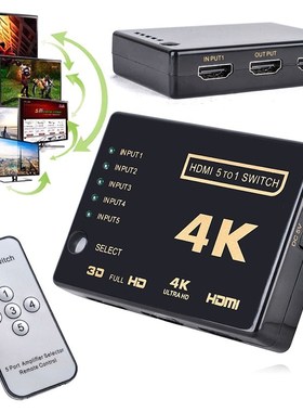 3D 5-Port 4K HDMI Switch Selector Splitter Hub IR Remote