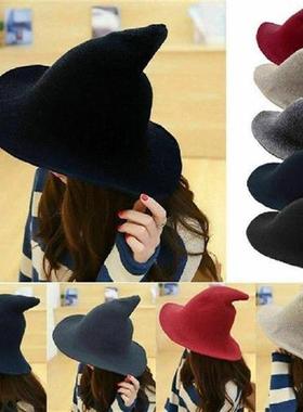 1pc Modern Halloween Witch Hat Woolen Women Lady Made From