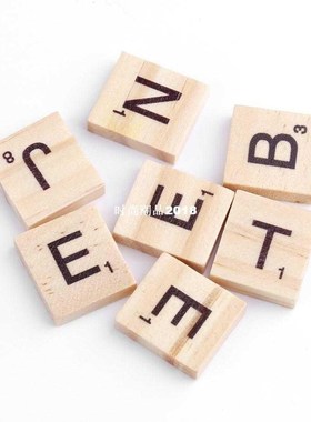 100 Wooden Alphabet Scrabble Tiles Black Letters & Numbe