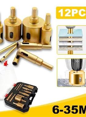 12Pcs 6-35mm Diamond Coated Drill Bits Set Hole Saw Kit