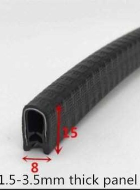 2 M Black -Shaped Rubber Edge Protector Auto Door Car Door S