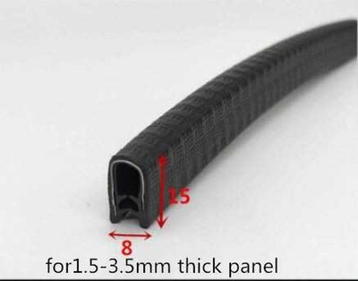 2 M Black -Shaped Rubber Edge Protector Auto Door Car Door S