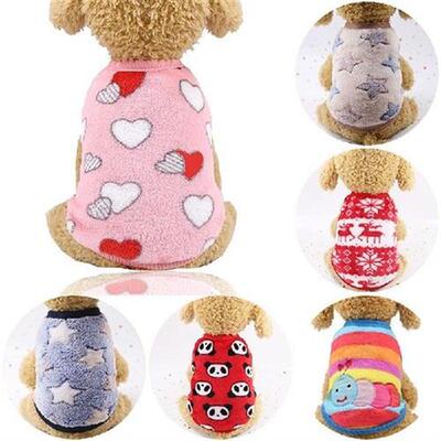 Cute Cartoon Pet Clothes Embroidery For Winter Soft Flannel