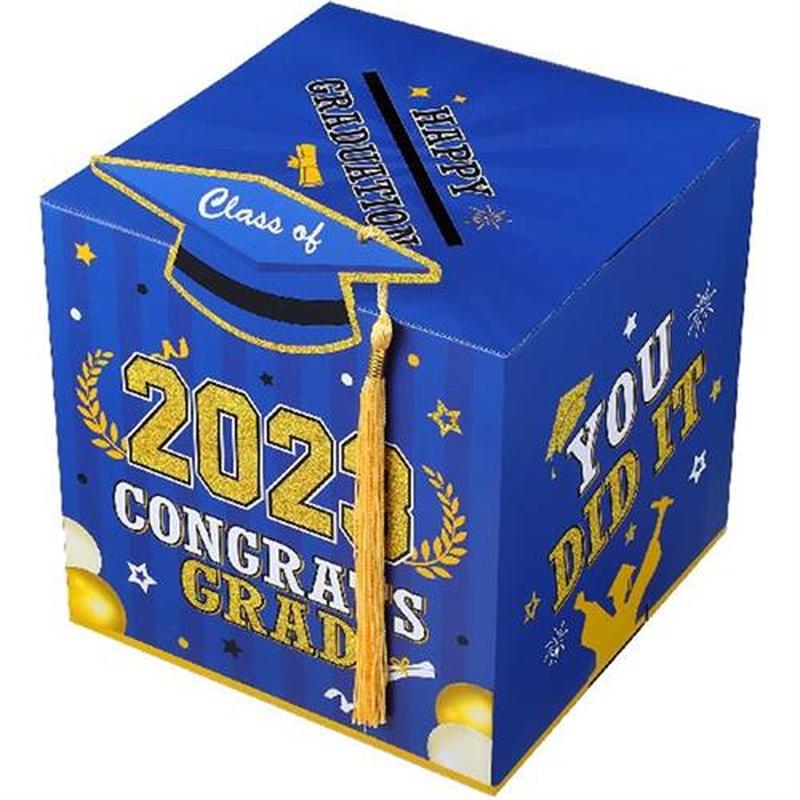 Blue Party Supplies Grad Cap Gift Box Congrats Decor Cards