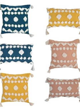 Nordic Style Tufted Fringe Throw Pillow Case Boho Tassel Dia