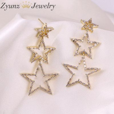 CZ Pave Star Earrings For Women Crystal Zircon Stars Earring