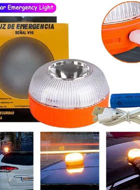 Led Car Emergency Light USB Recharge Road Accident Lamp V16