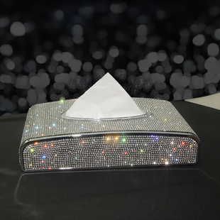 Rhinestone Car Tissue Box Diamond Crystal Auto Luxury
