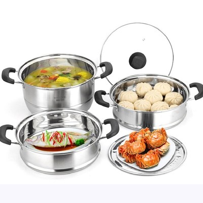 3 Tier Stainless Steel Steamer Large Food Steam Pot Saucepan