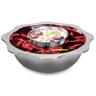 Round deep Twin Divided Stainless Steel Cookware Hot Pot Sou