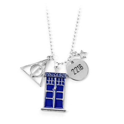 The Deathly Hallows 221B Small Plate and Blue Doctor TARDIS