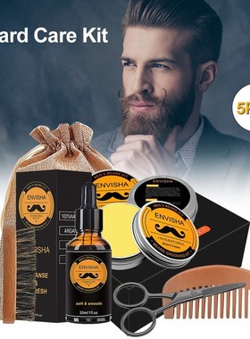 New 5pcs/set Men Beard Kit Grooming Beard Set Barba Beard Oi