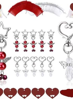 30pcs Angel Favor Keychains Set Organza Bags Love Shape