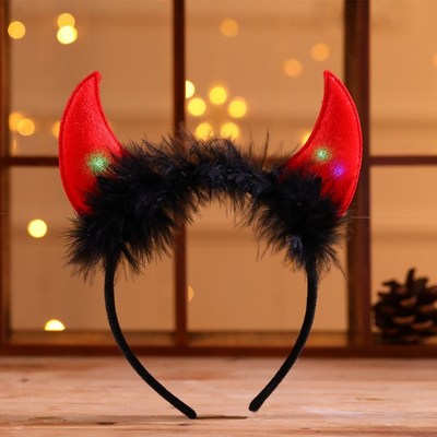 Halloween decorations Halloween luminous horn head buckle