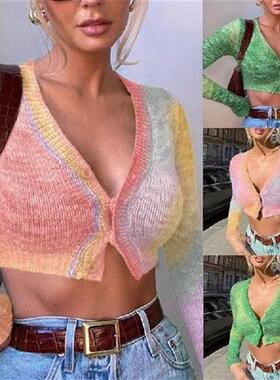 ASDS-Tie Dye Y2K Cardigan Print Kawaii Clothes Button Up V