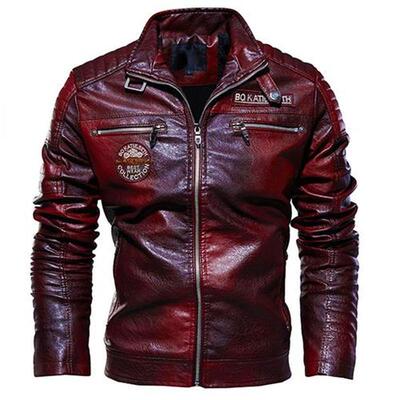 Leather Jacket Men Winter Fleece Motorcycle PU Leahter Jacke