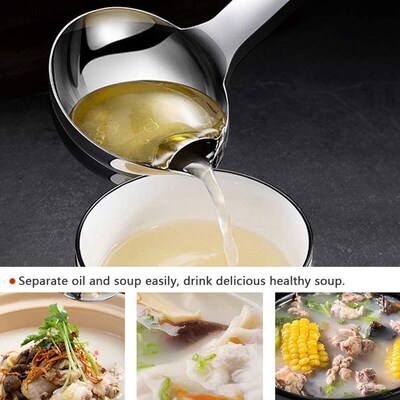 Stainless Steel Oil Separator Soup Ladle Gravy Food Fat Sepa