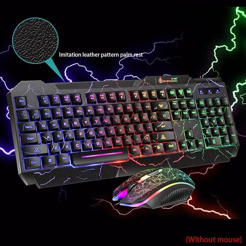 Shipadoo K620 Wired Keyboard, Colorful Crack Backlit Gaming