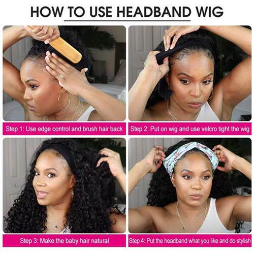 Short Headband Wigs Human Hair Malaysian Kinky Curly Human H