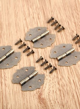 4 Pcs Antique Bronze Vintage Flower Cabinet Door Butt Hinges