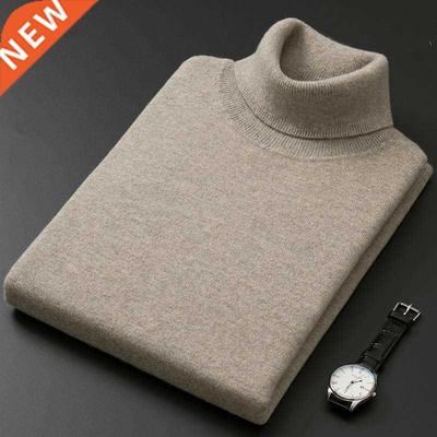 Cashmere and Cotton Blend Turtleneck Men's Pullover