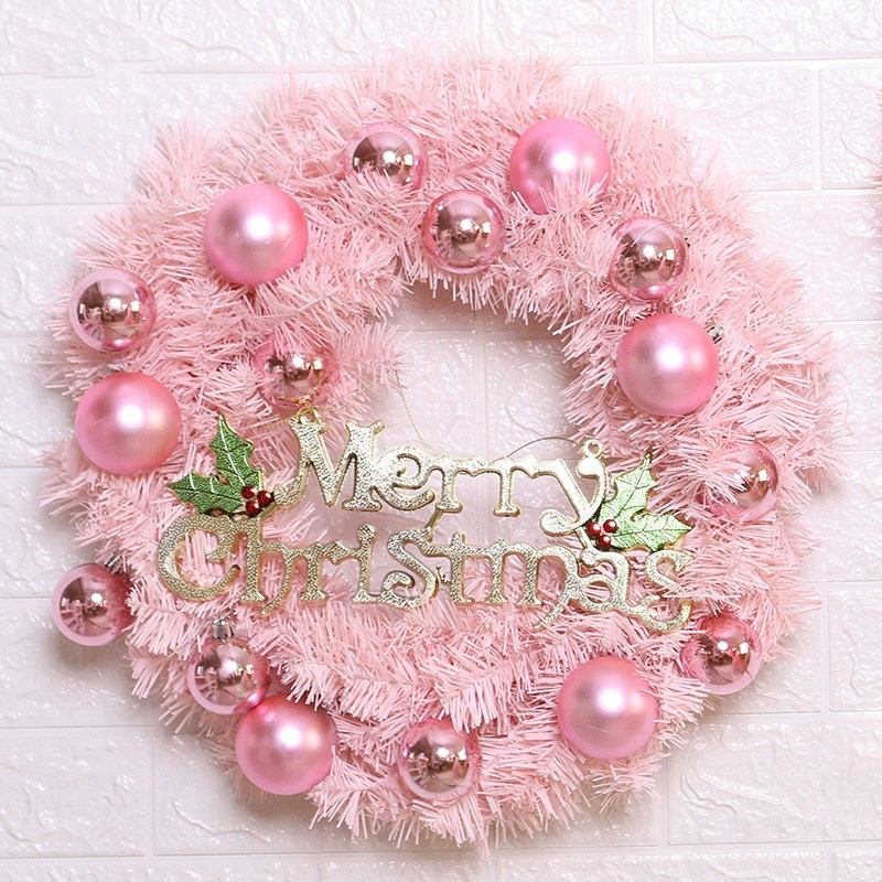 30cm Pink Christmas Wreath Net Red Rattan Wreath Door Hangin