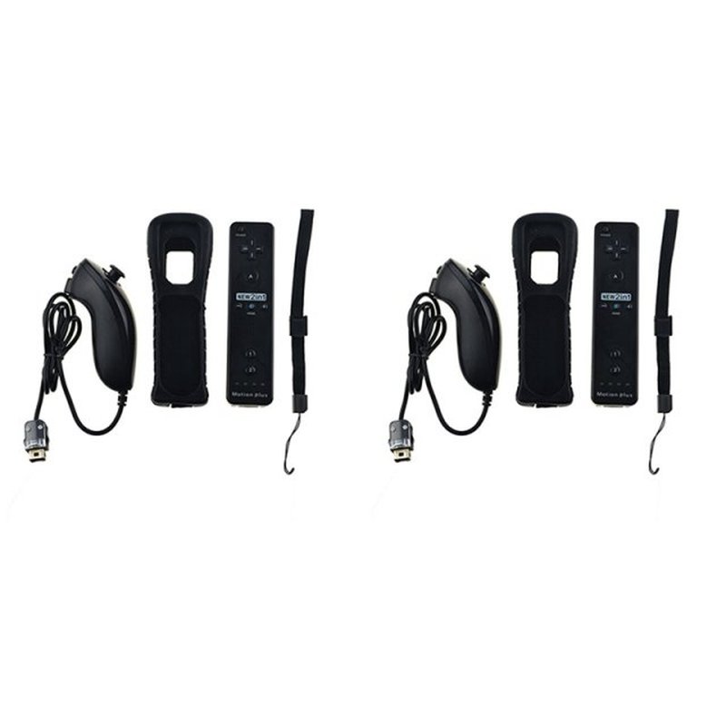 2X Built-In Motion Plus Remote Controller Nunchuk Gamepad Fo