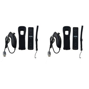 2X Built-In Motion Plus Remote Controller Nunchuk Gamepad Fo
