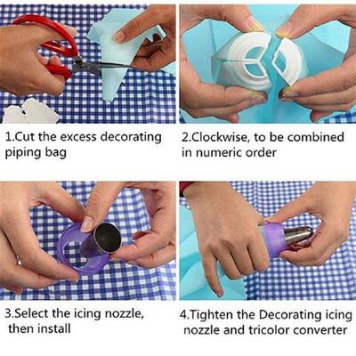 3 Hole Puff Cake Tip Pastry Cream Butter Stainless Steel