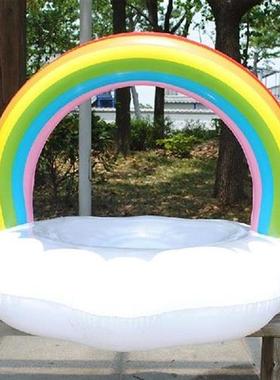 Swim Pool Toy Beach Lifebuoy Summer Inflatable Rainbow