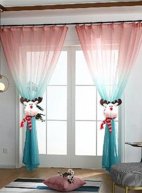 Christmas Curtain Tieback with Button Toys Dolls Clips