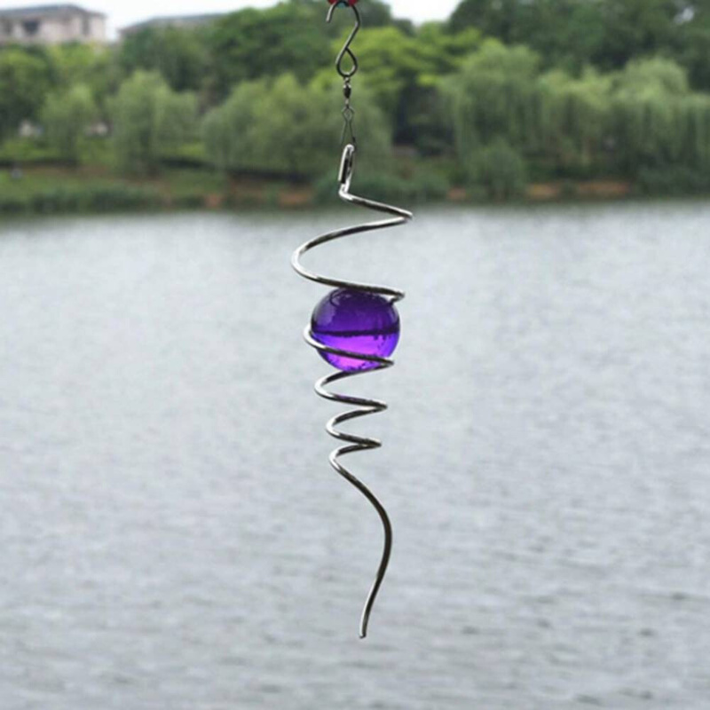 Crystal Glass Ball Wind Chimes Spiral Tail Wind Runner Indoo