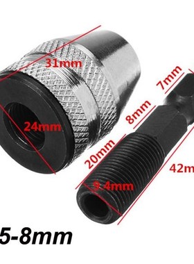 0.5-8mm Keyless Chuck 3 Jaw Drill Adapter 1/4 Inch Hex Shank