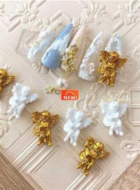 10 Pcs Baroque Angel Baby 3D Nail Art Decorations Retro DIY
