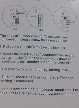 Code Lock TSA Resettable 3 Digit Combination Safe Travel Lug