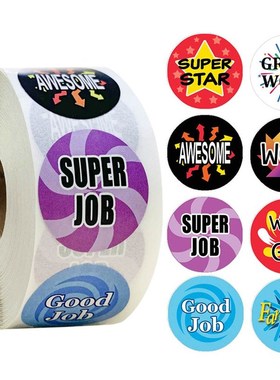 50-500pcs 1Inch Cartoon Word Reward Sticker Encouragement Mo