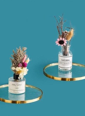 Creative Metal Glass Wall Shelf Golden Glass Mirror Wall Sim