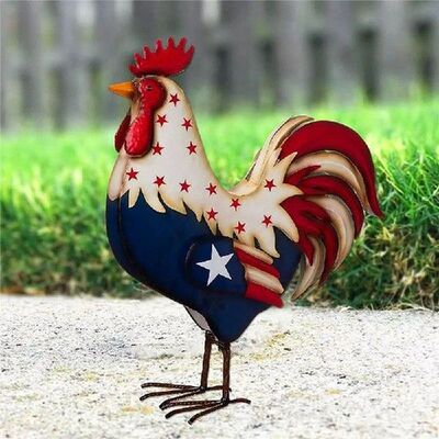 Patriotic Rooster Porch Ornament USA Independence Day Resin