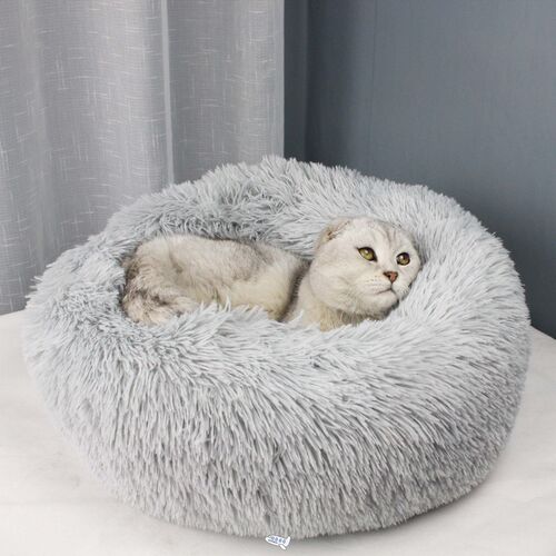Long Plush Super Soft Pet Bed Kennel Dog Round Cat Winter Wa