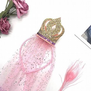 Kids Girls Hairband Crown Princess Veil Headband Hairpin Sta