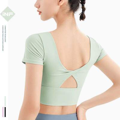 Tight short sports T-shirt women's breathable runnin