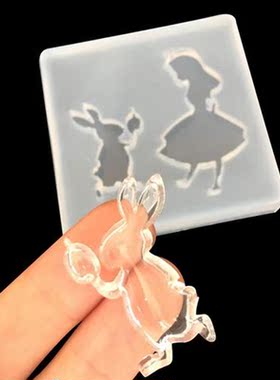 Liquid Silicone Mold Cartoon Girl Rabbits Shape Resin Mold