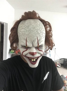 Horror Clown Mask Long Hair Ghost Joker Mask Halloween Cospl
