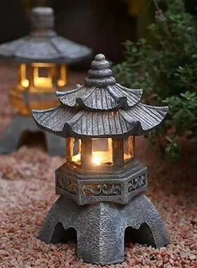 Solar LED Stone Tower Decorative Lamp Non-Fading Resin Zen