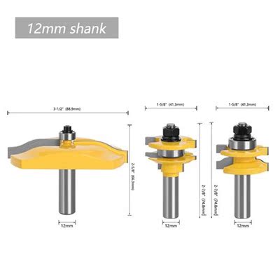 3 Pcs Shank Woodworking Router Bits Wood Milling Cutters Too