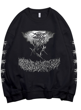 Biggorange Dark Pullover Oversized Sweatshirt Rock Print Hoo
